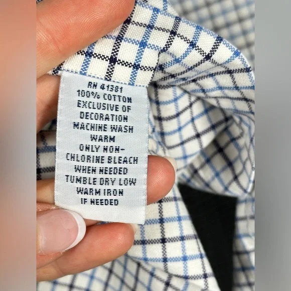 Ralph Lauren Classic Fit Cotton Check Shirt XL Navy White Logo - Picture 8 of 13